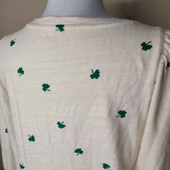 Ann Taylor LOFT Clover Leaf Top St. Patrick's Irish Cotton - Picture 8 of 9
